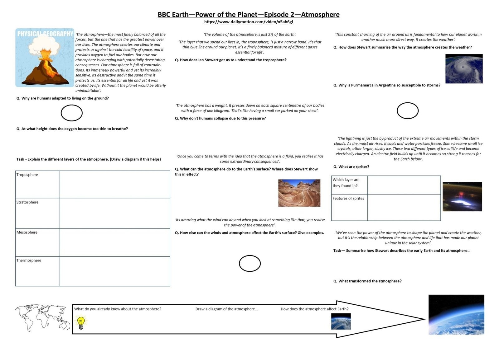 BBC Earth Power Of The Planet Atmosphere Worksheet For GCSE And A Level Students BBC Earth Power Of The Planet Atmosphere Worksheet For GCSE And A Level Students