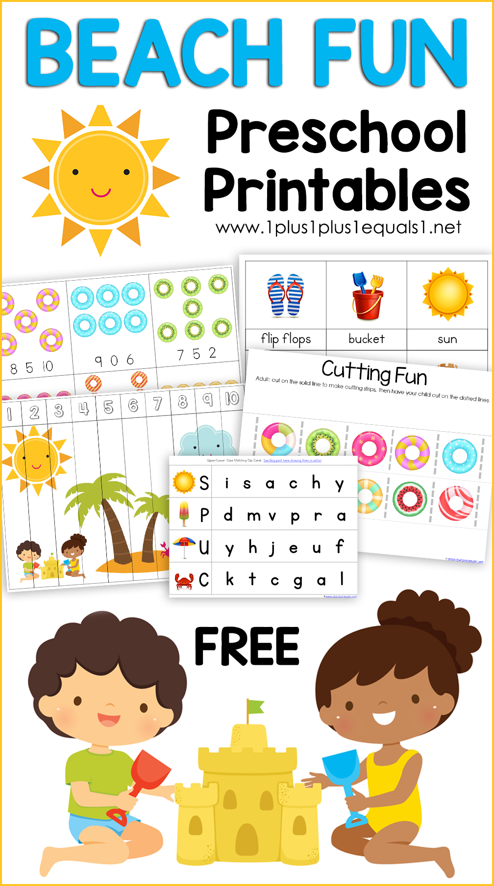 Beach Fun Preschool Printables 1 1 1u003d1 Beach Fun Preschool Printables 1 1 1u003d1