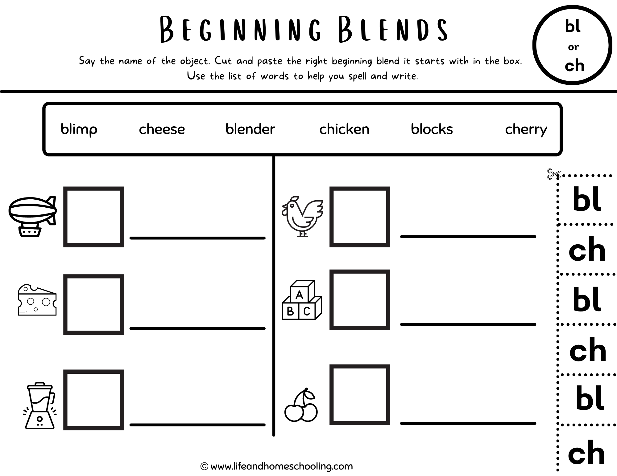 Beginning Blends Cut Paste Made By Teachers