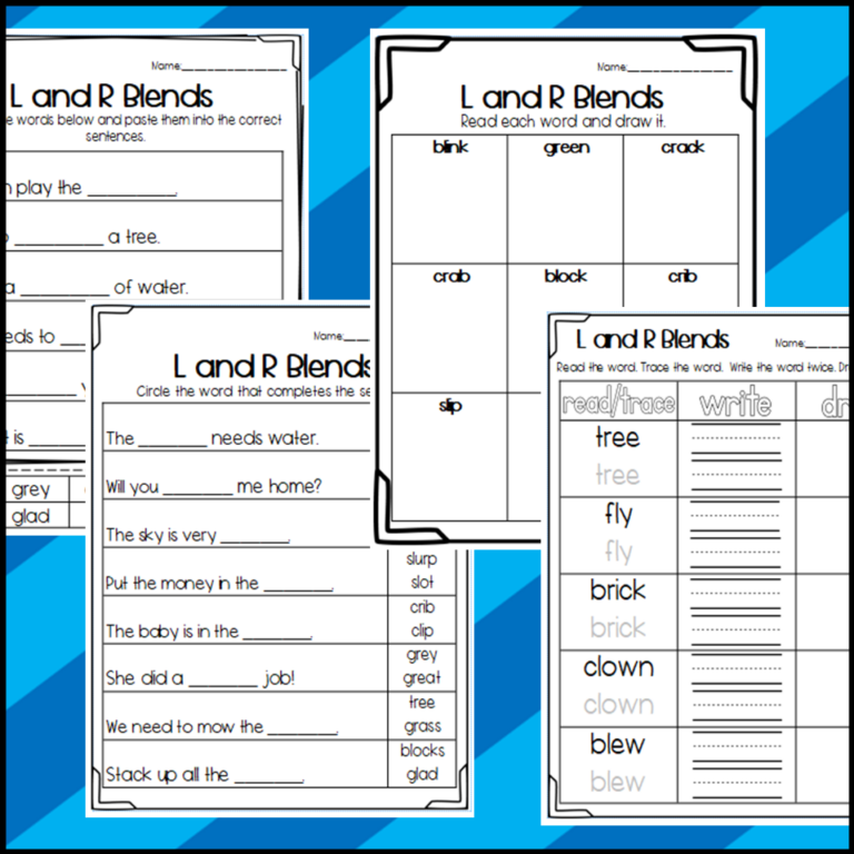 Beginning Blends L And R Cut And Paste Sorts Cloze Worksheets More Made By Teachers