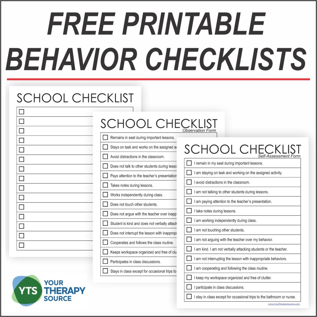 Behavior Checklist For Students Your Therapy Source Behavior Checklist For Students Your Therapy Source