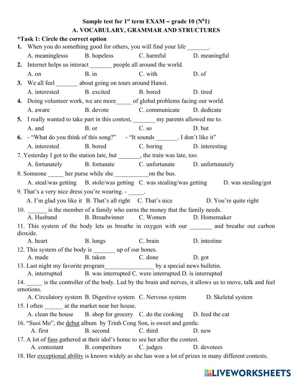 Beka 10th Grade English Test 1 Store Www ebbefosfonden dk Worksheets Library Beka 10th Grade English Test 1 Store Www ebbefosfonden dk Worksheets Library