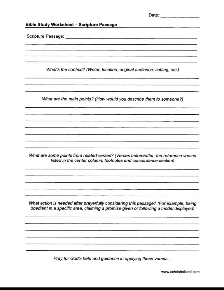 Bible Study Worksheets Cchrisholland