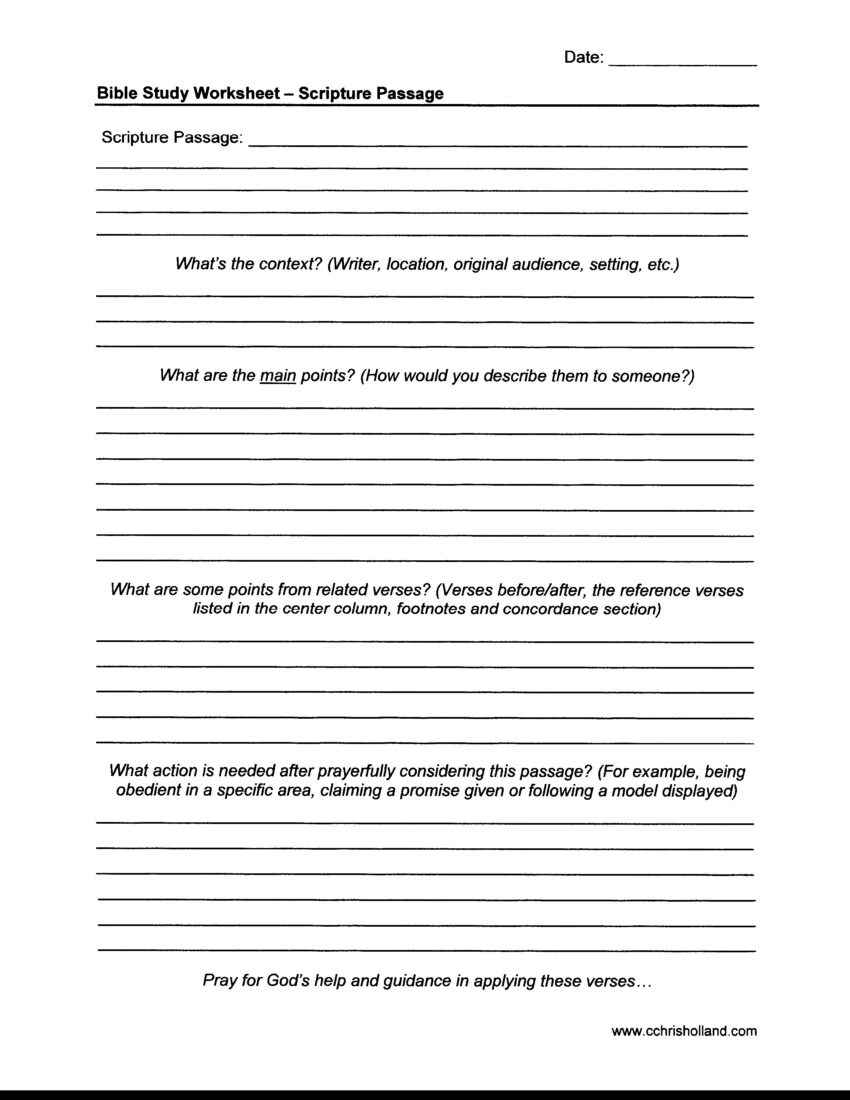 Bible Study Worksheets Cchrisholland