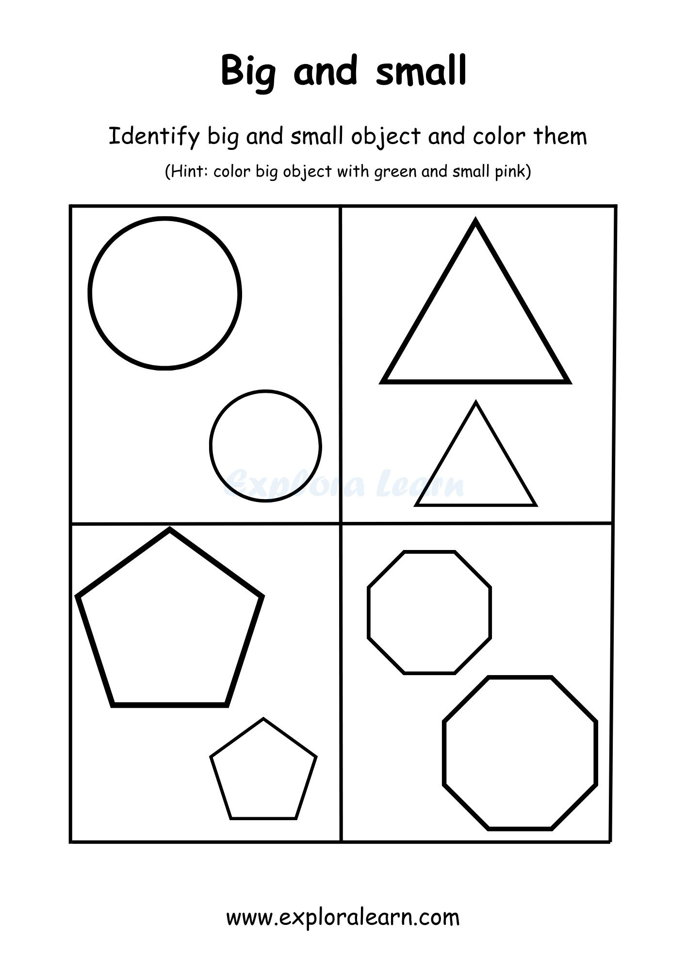 Big And Small Comparison Worksheets For Preschool And Kindergarten 