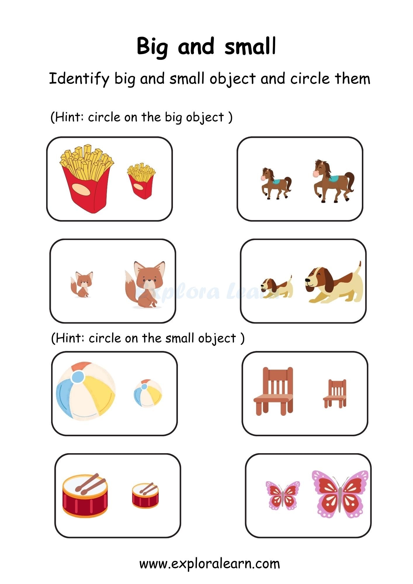 Big And Small Comparison Worksheets For Preschool And Kindergarten 