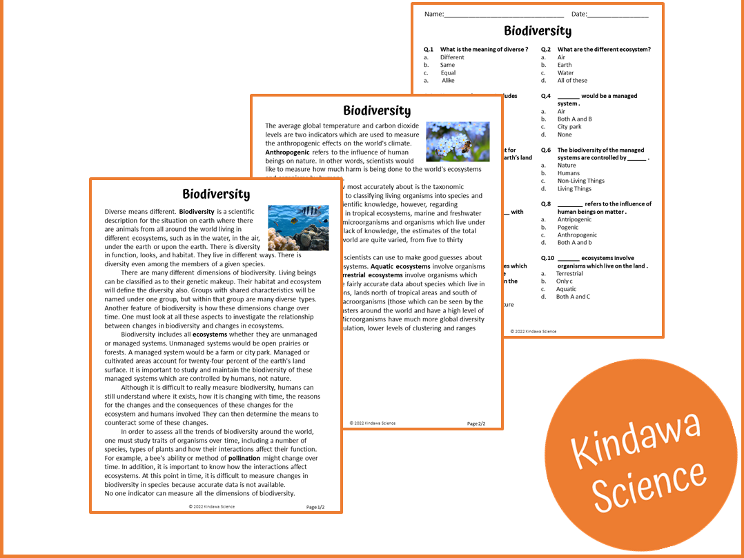 Biodiversity Reading Comprehension Passage And Questions PDF Teaching Resources Biodiversity Reading Comprehension Passage And Questions PDF Teaching Resources