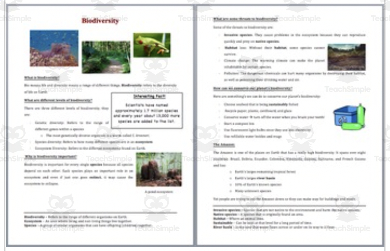 Biodiversity Science Reading Article Grades 5 7 By Teach Simple Biodiversity Science Reading Article Grades 5 7 By Teach Simple