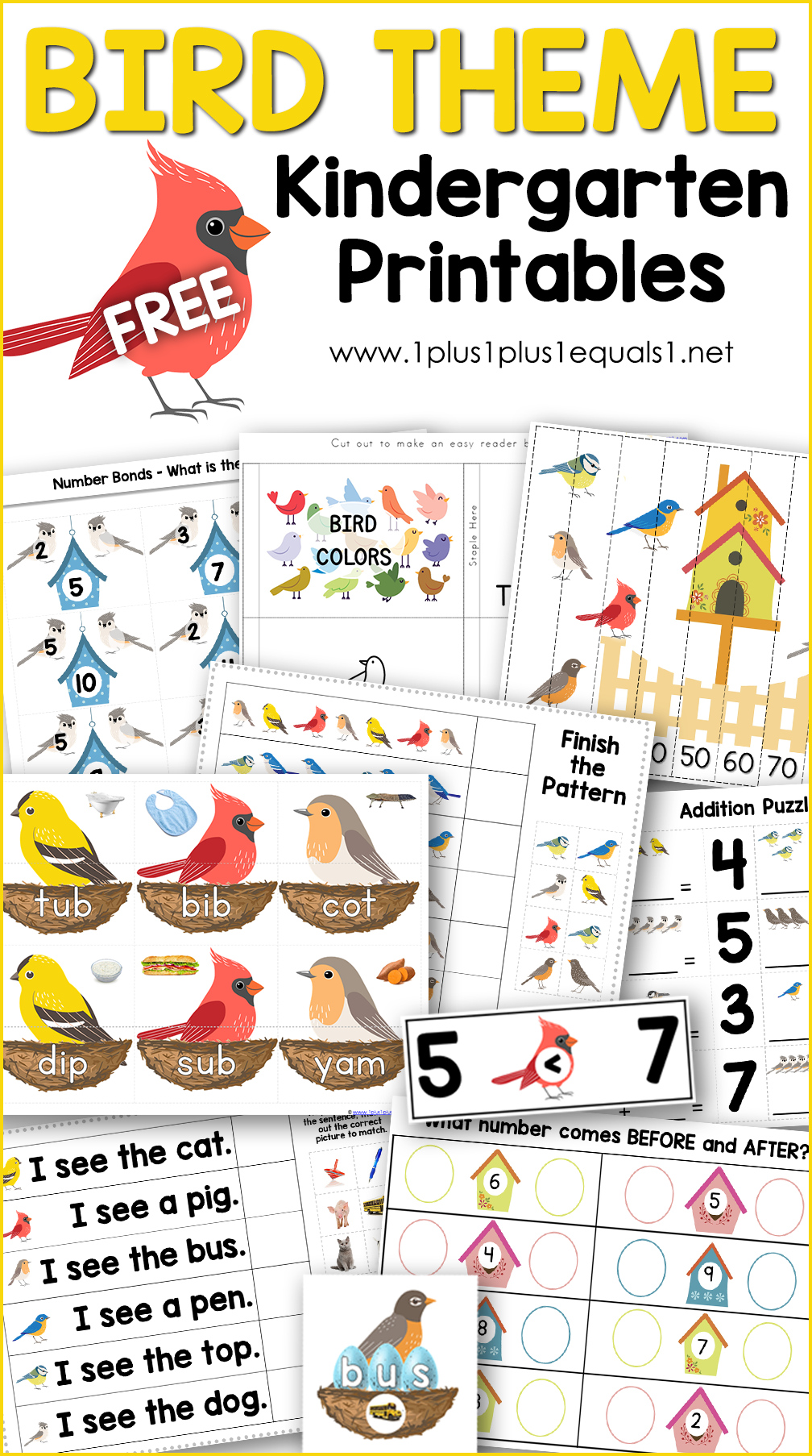 Bird Theme Kindergarten Printables 1 1 1 1