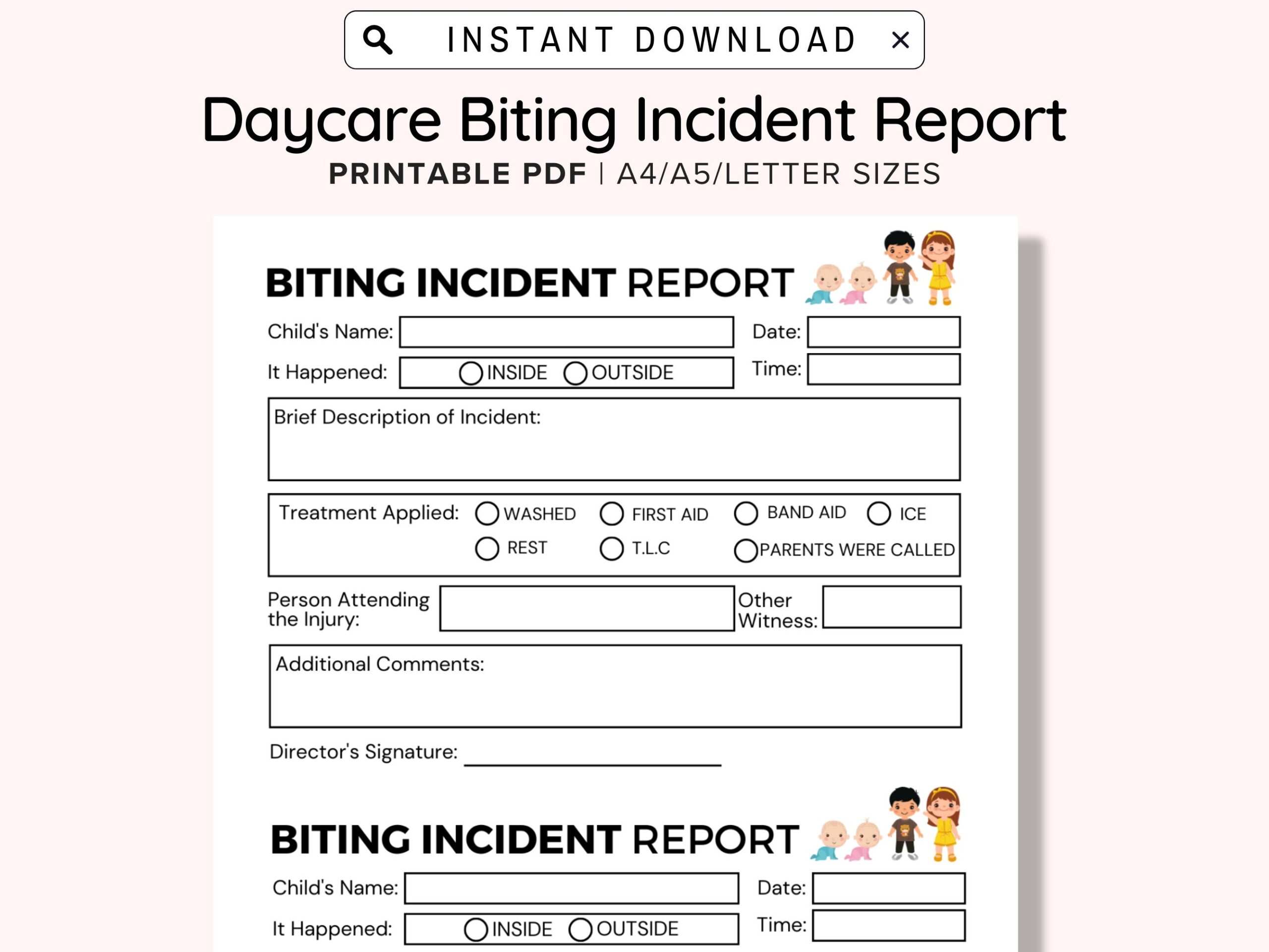 Biting Incident Report Daycare Printable Child Incident Report Preschool Accident Or Injury Form Child Care Centers And Home Daycares Etsy New Zealand Biting Incident Report Daycare Printable Child Incident Report Preschool Accident Or Injury Form Child Care Centers And Home Daycares Etsy New Zealand
