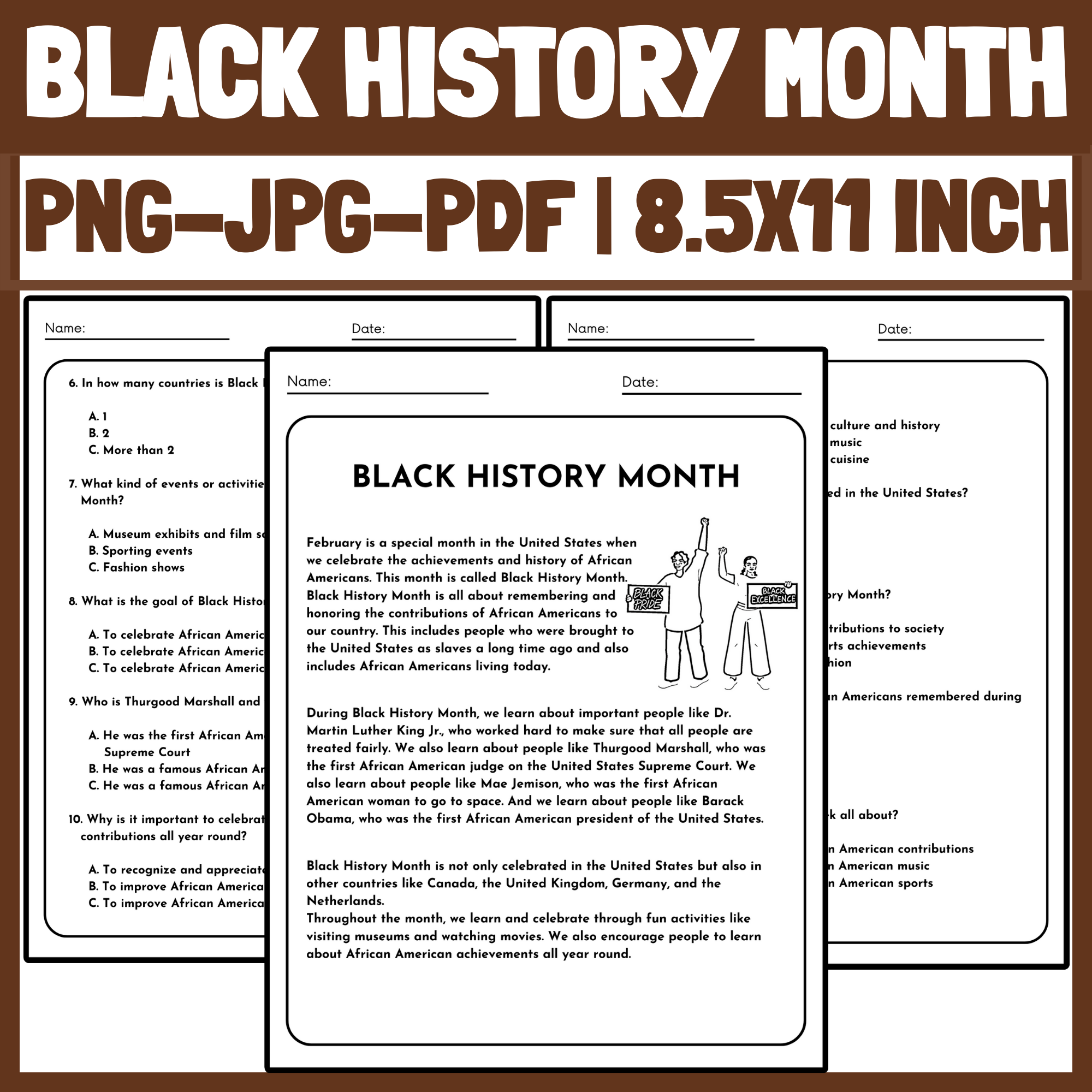 Black History Month Activities Article And Reading Comprehension Questions Made By Teachers