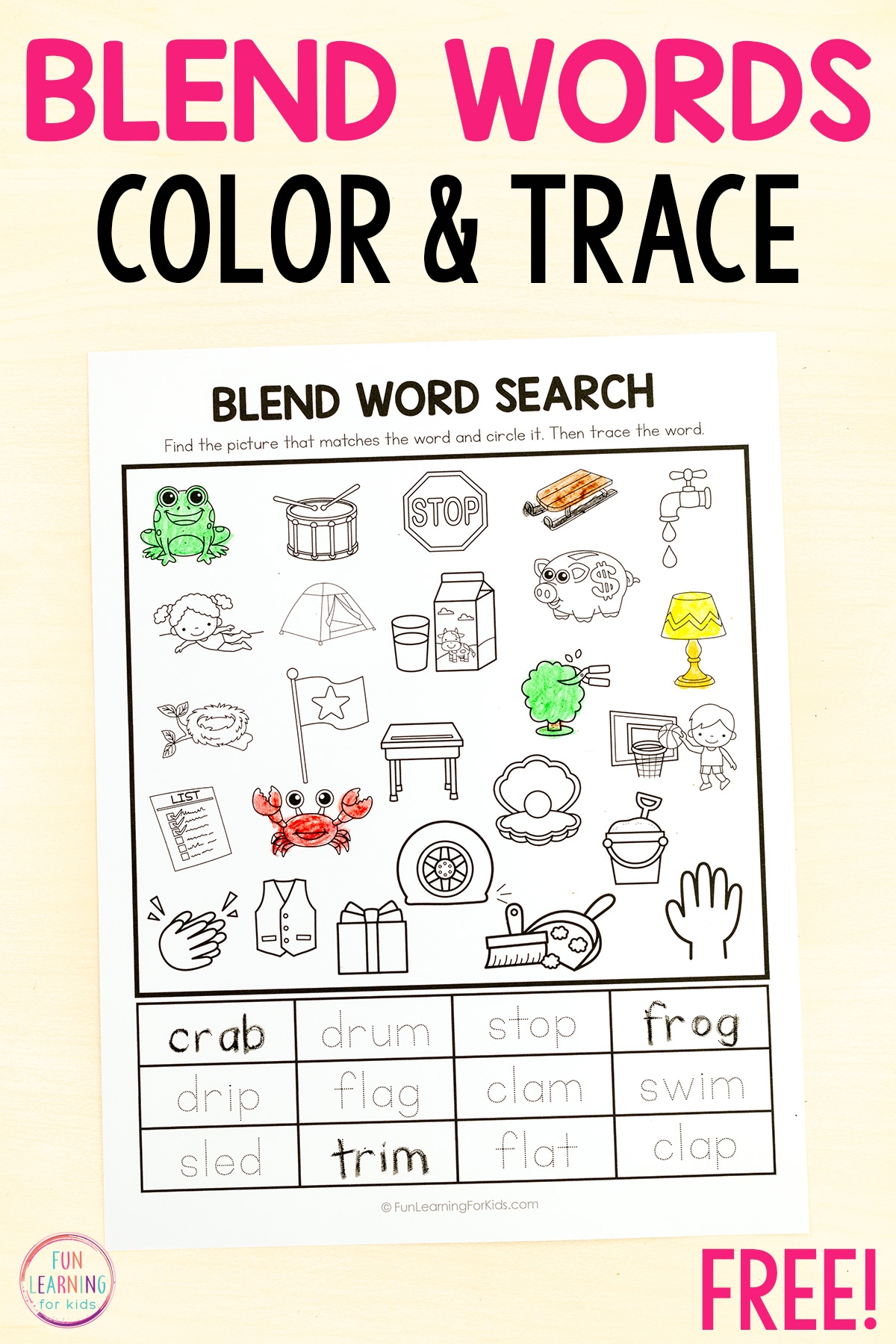 Blend Word Search And Trace Sheets For Reading Practice Blend Word Search And Trace Sheets For Reading Practice