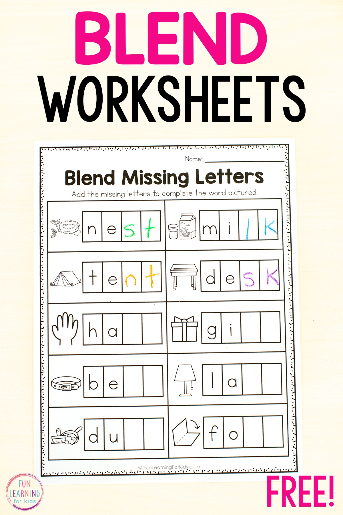 Blend Words Missing Sound Worksheets For Phonics Practice