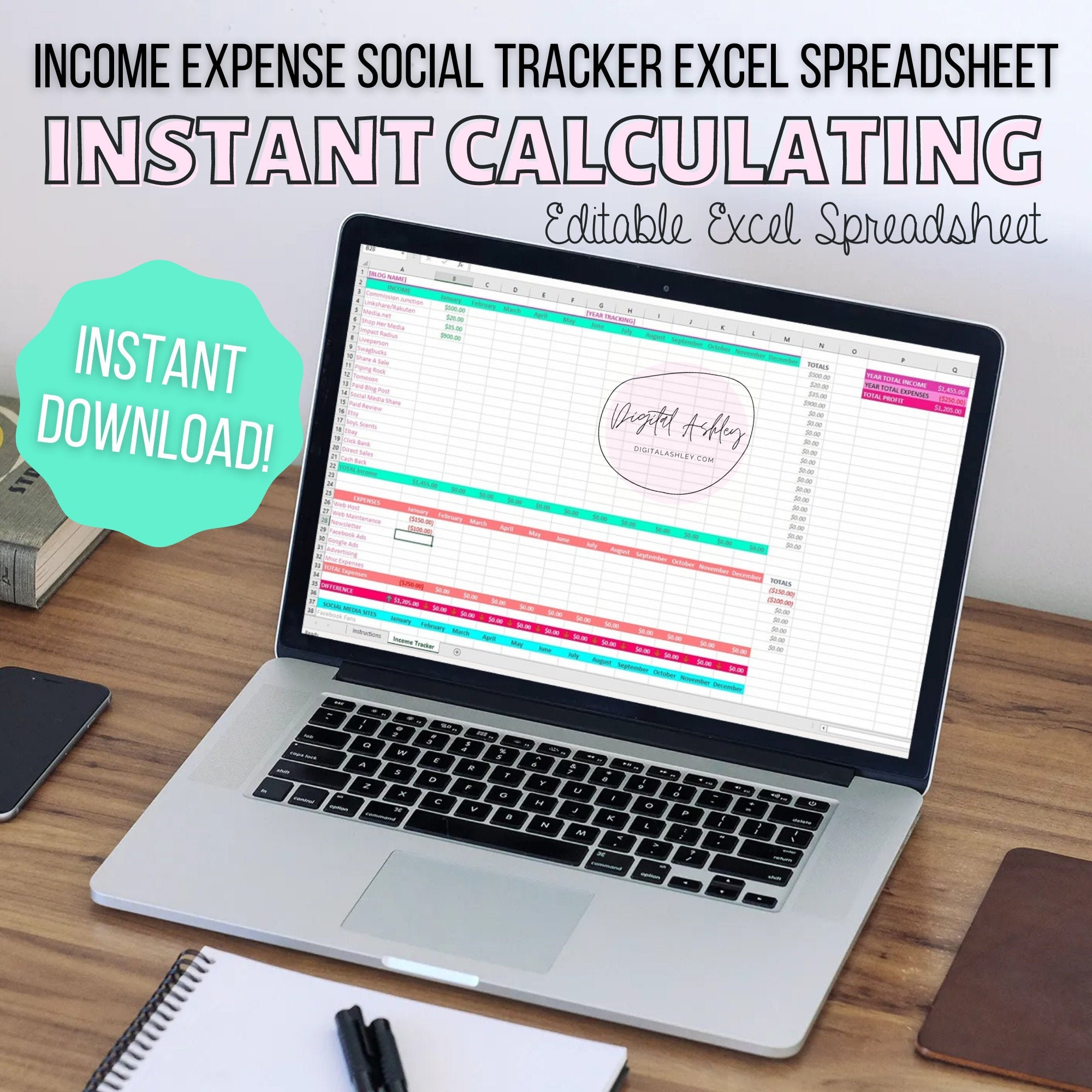 Blog Income Tracker Etsy