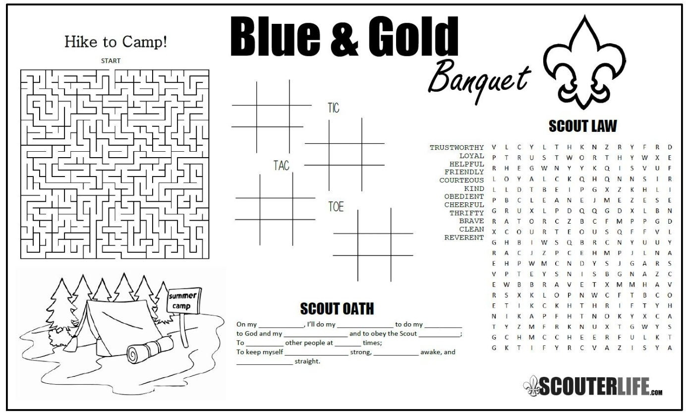 Blue And Gold Banquet Activity Placemant ScouterLife Blue And Gold Banquet Activity Placemant ScouterLife