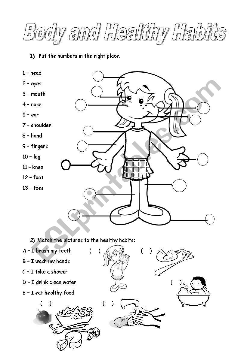 Body Parts And Healthy Habits ESL Worksheet By Noemi28
