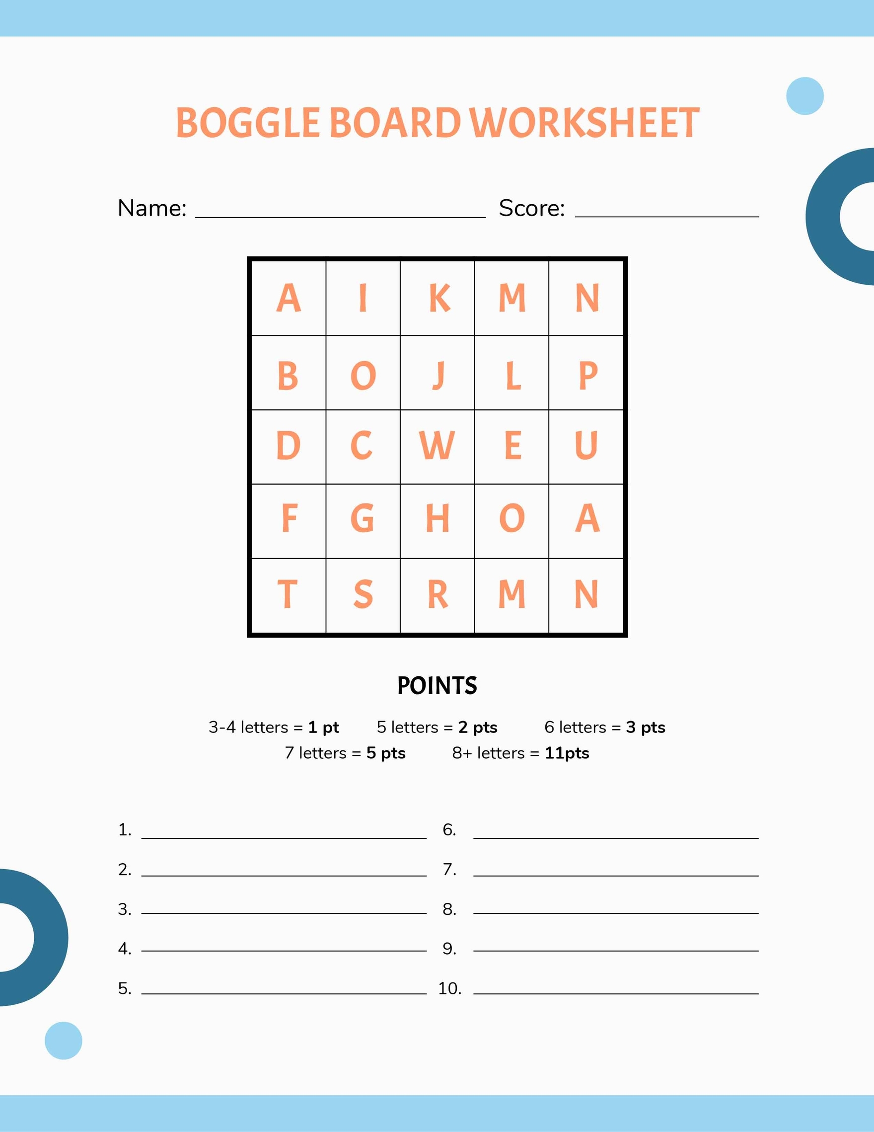 Boggle Board Worksheet Template In Word Pages PDF Google Docs Download Template Boggle Board Worksheet Template In Word Pages PDF Google Docs Download Template