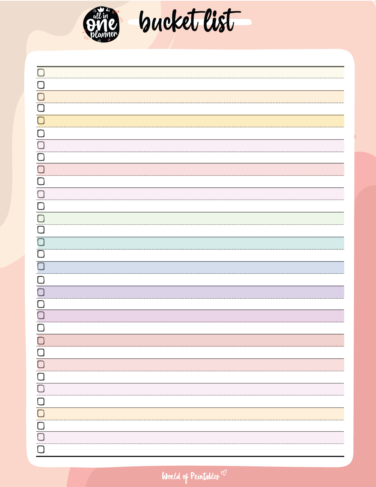 Bucket List Template 16 Inspirational Styles World Of Printables Bucket List Template 16 Inspirational Styles World Of Printables