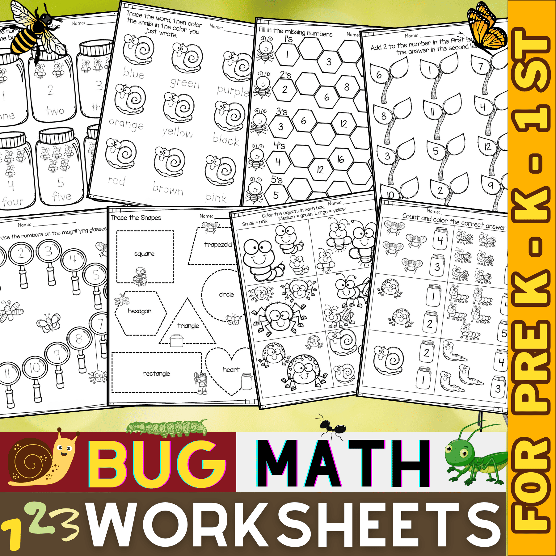 Bugs Math Worksheets Numbers Counting Shapes Spring Bugs Math Worksheets Numbers Counting Shapes Spring