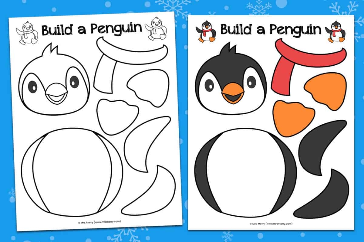 Build A Penguin Free Printable Kids Craft Mrs Merry Build A Penguin Free Printable Kids Craft Mrs Merry