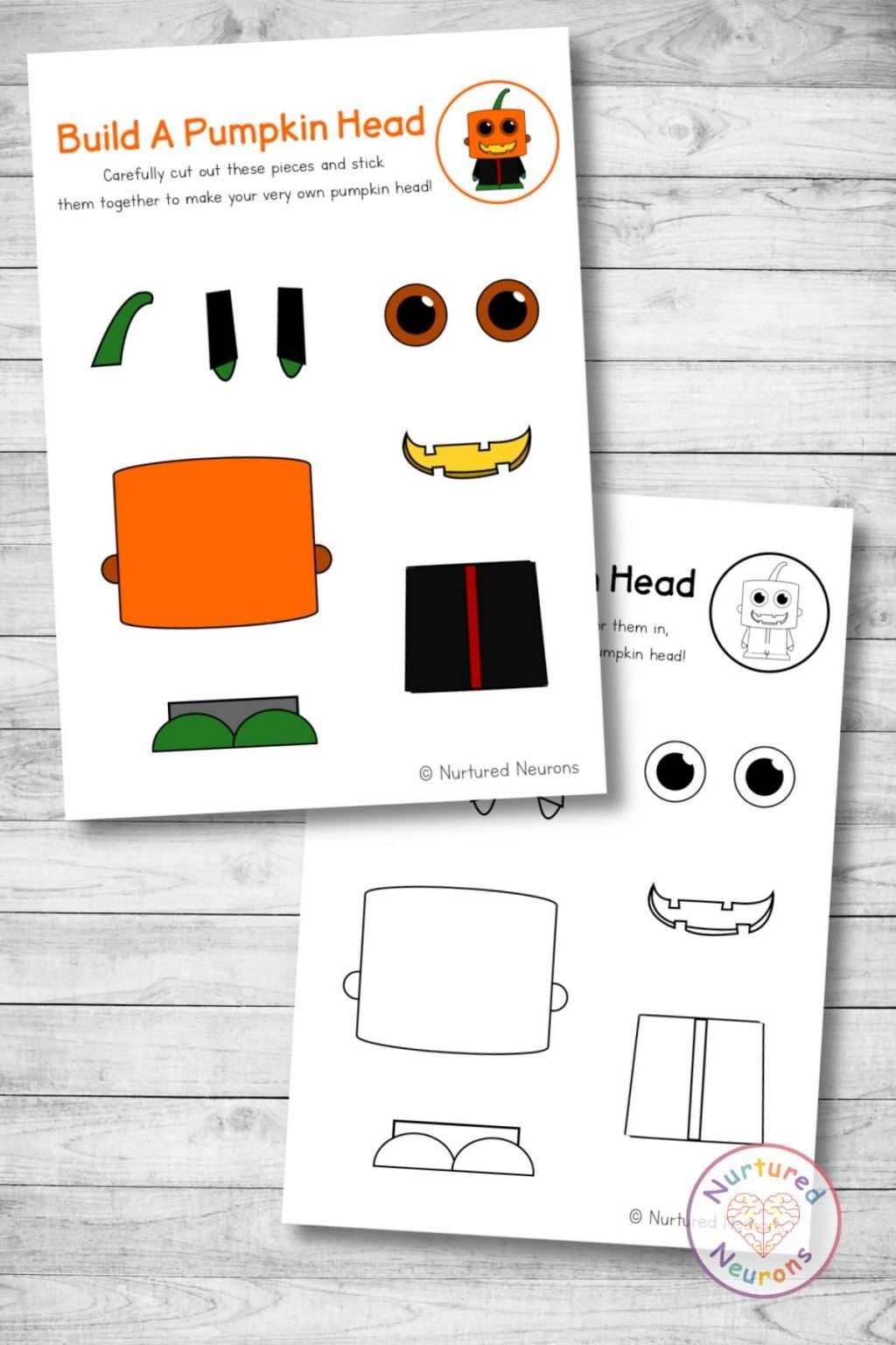 Build A Pumpkin Head Craft Halloween Printable Nurtured Neurons