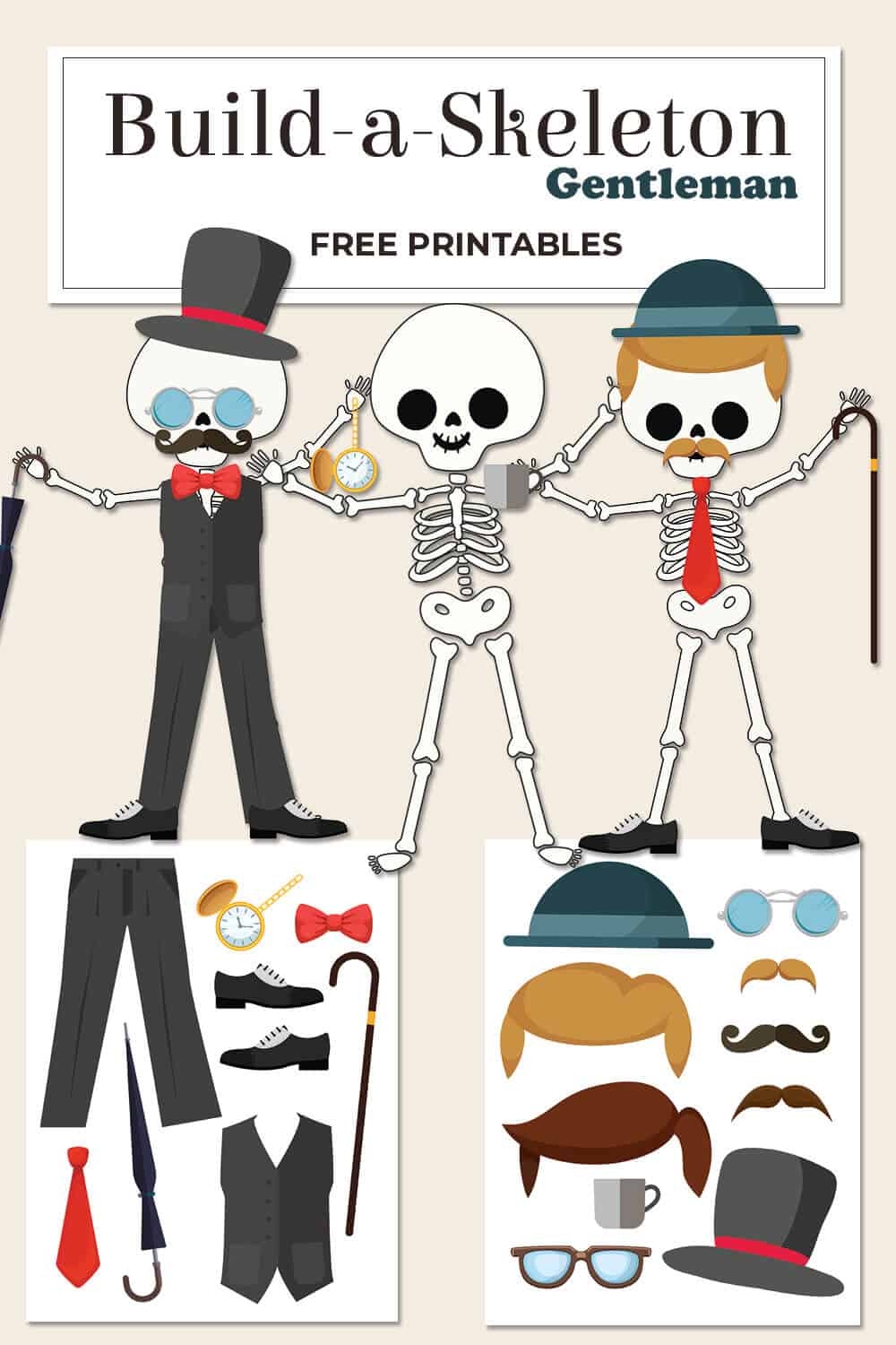 Build A Skeleton Gentleman Kid Craft Mrs Merry