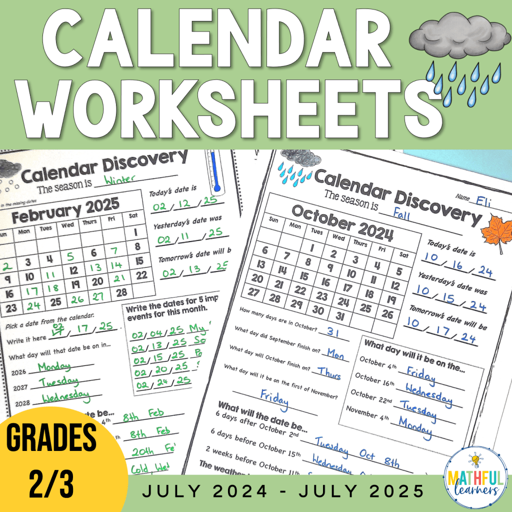 Calendar Discovery Worksheets To Teach Basic Skills Mathful Learners