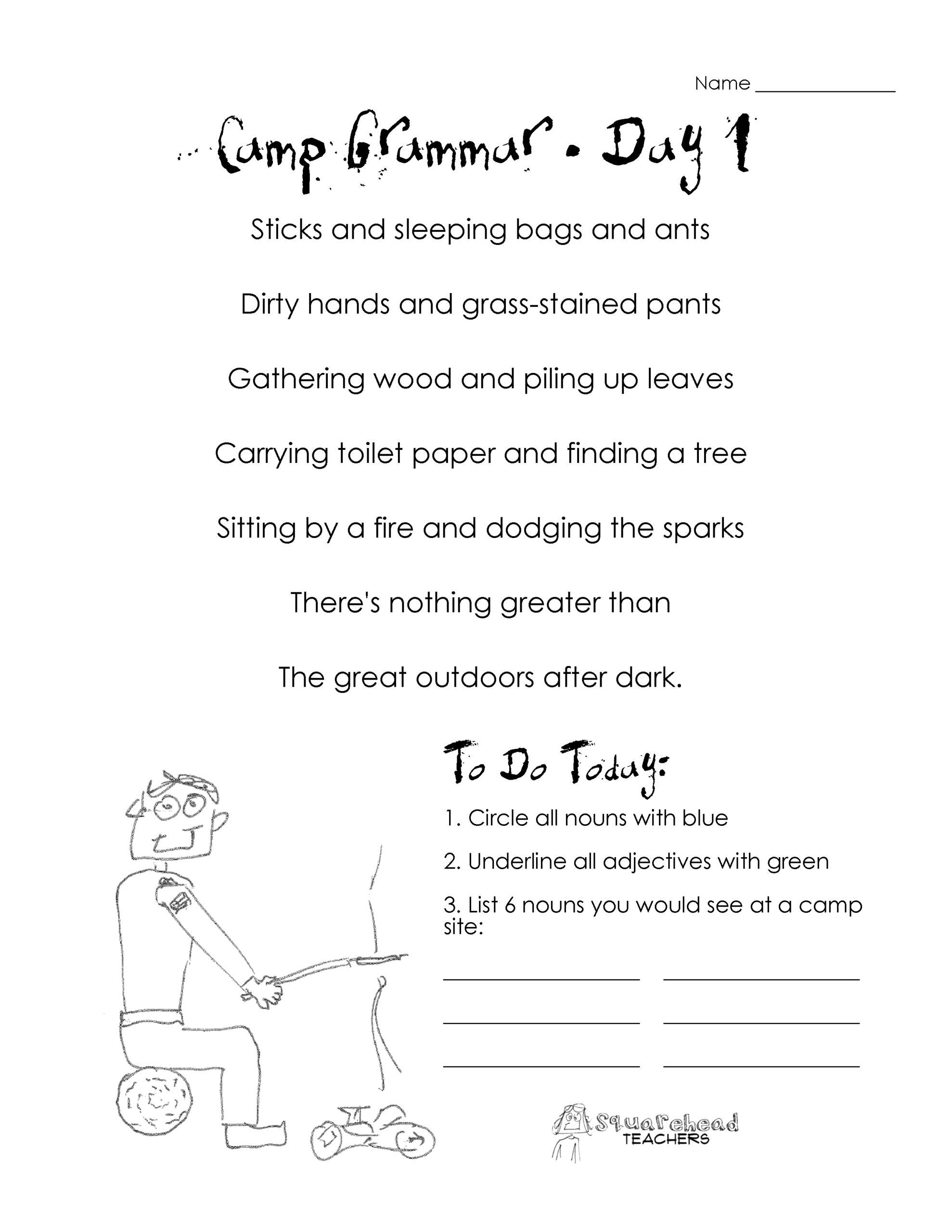 Camp Grammar 4 Days Of Free Worksheets For Upper Grades Camp Grammar 4 Days Of Free Worksheets For Upper Grades