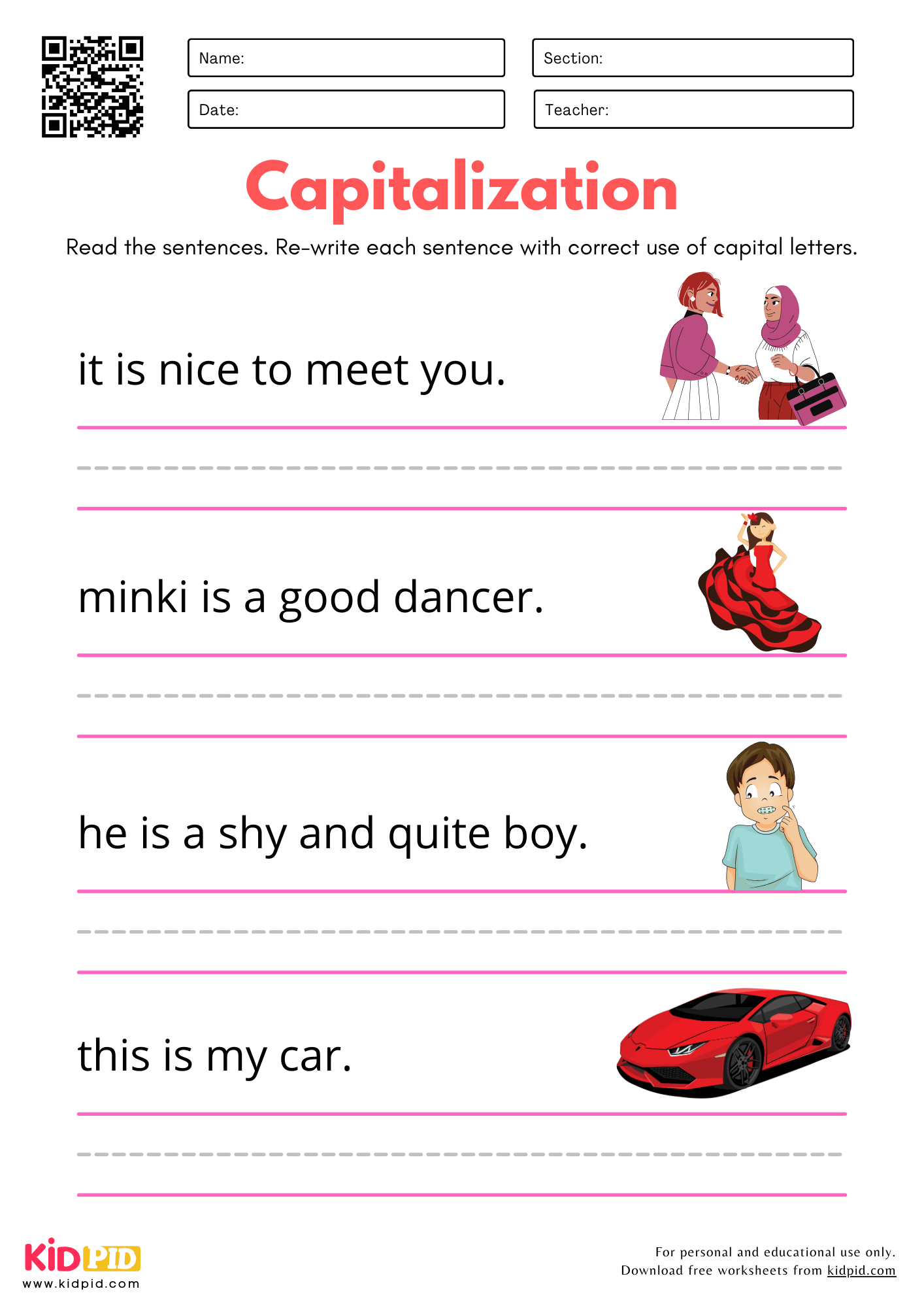 Capitalization Practice Worksheet For Kindergarten Kidpid Capitalization Practice Worksheet For Kindergarten Kidpid
