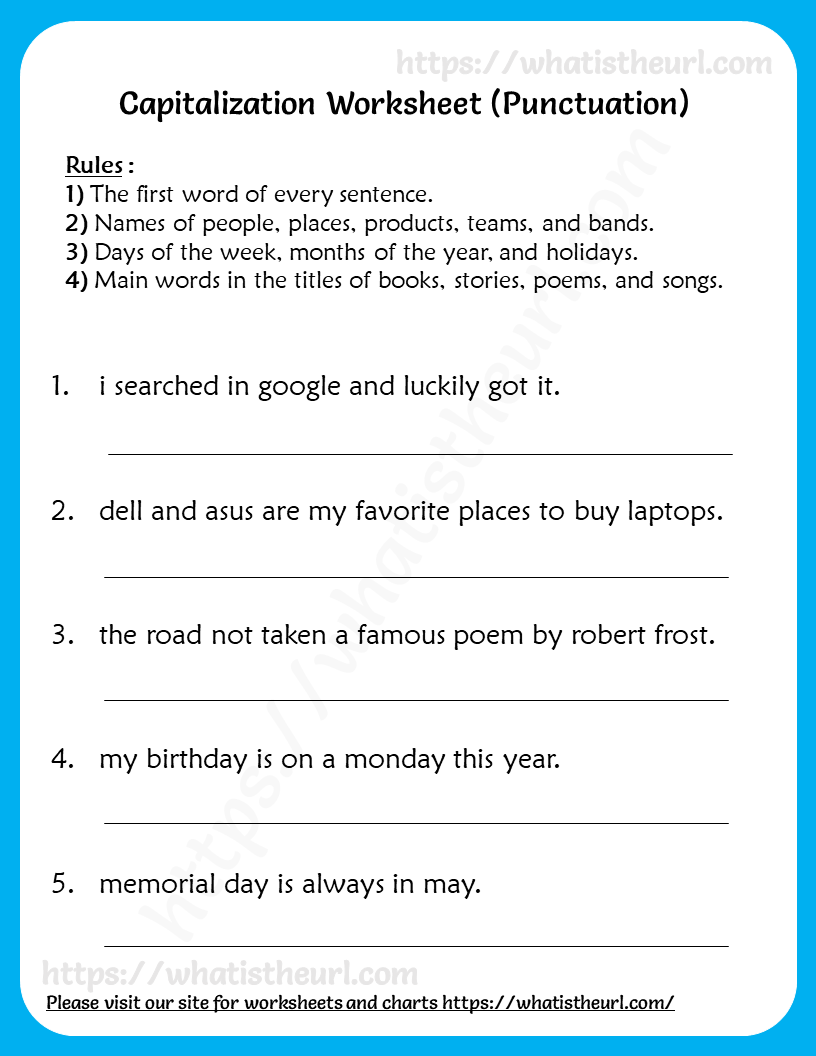 Grade 2 Capitalization Worksheet Printable Free Grade 2 Capitalization Worksheet Printable Free