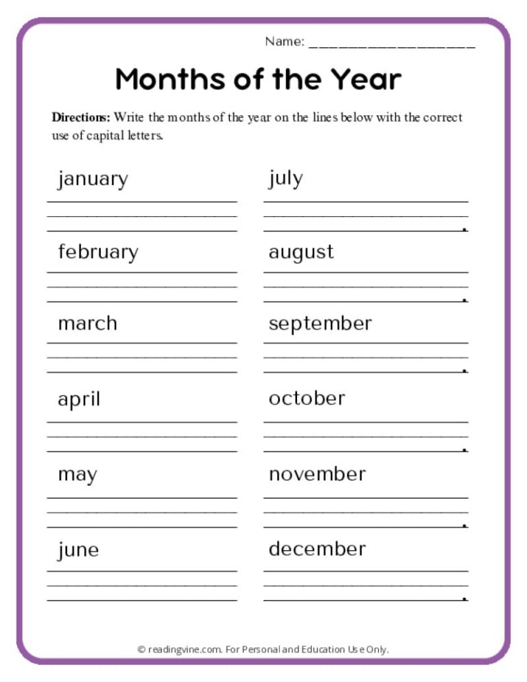 Capitalization Worksheets ReadingVine