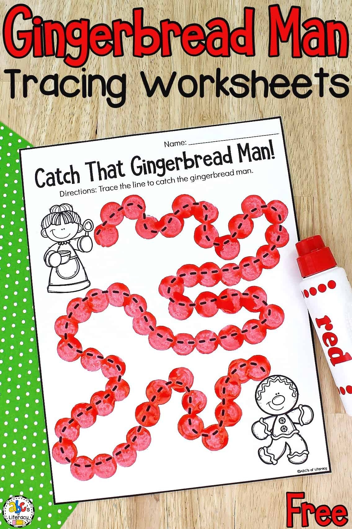 Catch That Gingerbread Man Tracing Worksheets