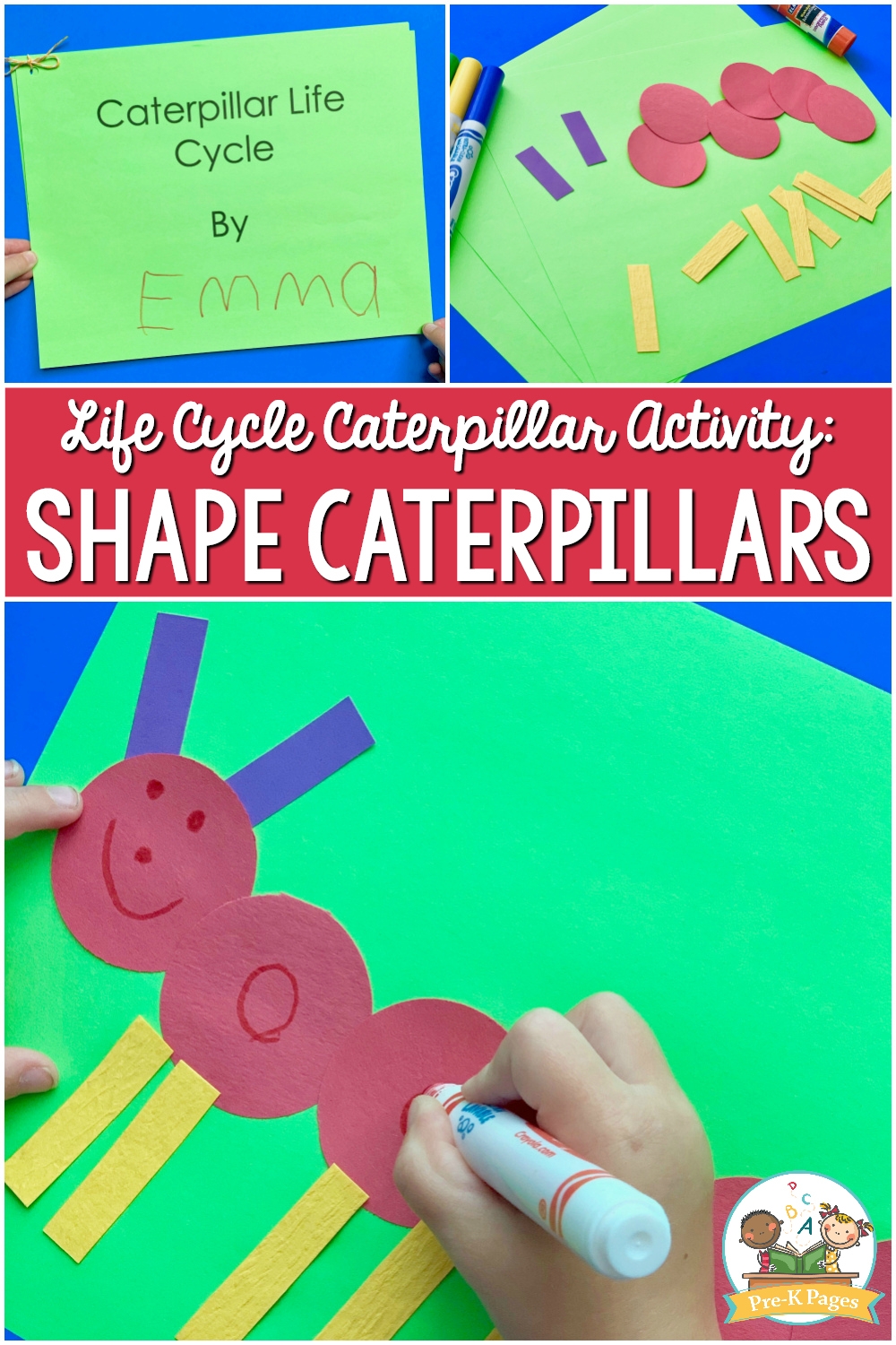 Caterpillar And Butterfly Life Cycle Art Activity Shape Caterpillar And Butterfly Life Cycle Art Activity Shape