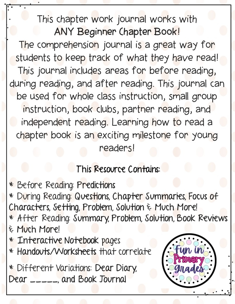 Chapter Book Reading Comprehension Worksheets