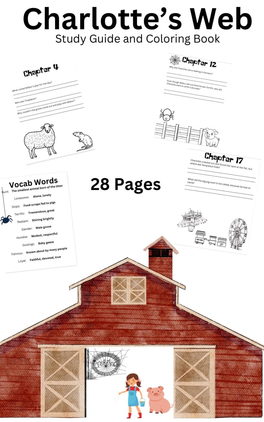 Charlotte s Web Worksheets And Coloring Sheets Along With Detailed Lesson Analysis Etsy Canada
