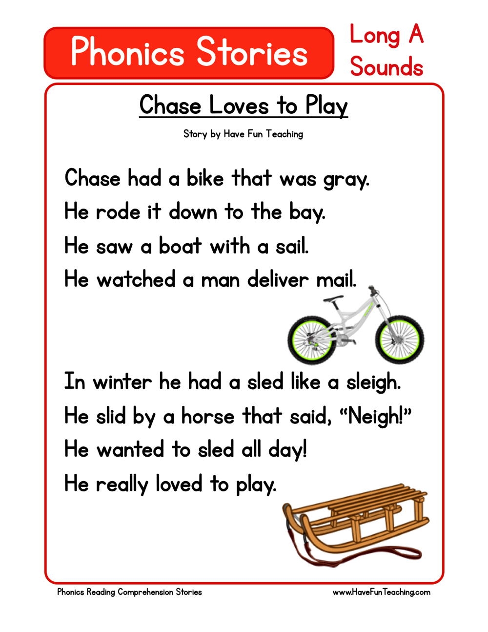 Chase Loves To Play Phonics Reading Comprehension Story Worksheet Long Vowel A Sound Have Fun Teaching Chase Loves To Play Phonics Reading Comprehension Story Worksheet Long Vowel A Sound Have Fun Teaching