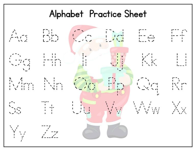 Christmas Alphabet Tracing Worksheets Kids Activity Zone