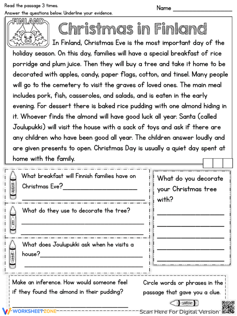 Christmas Comprehension Worksheets