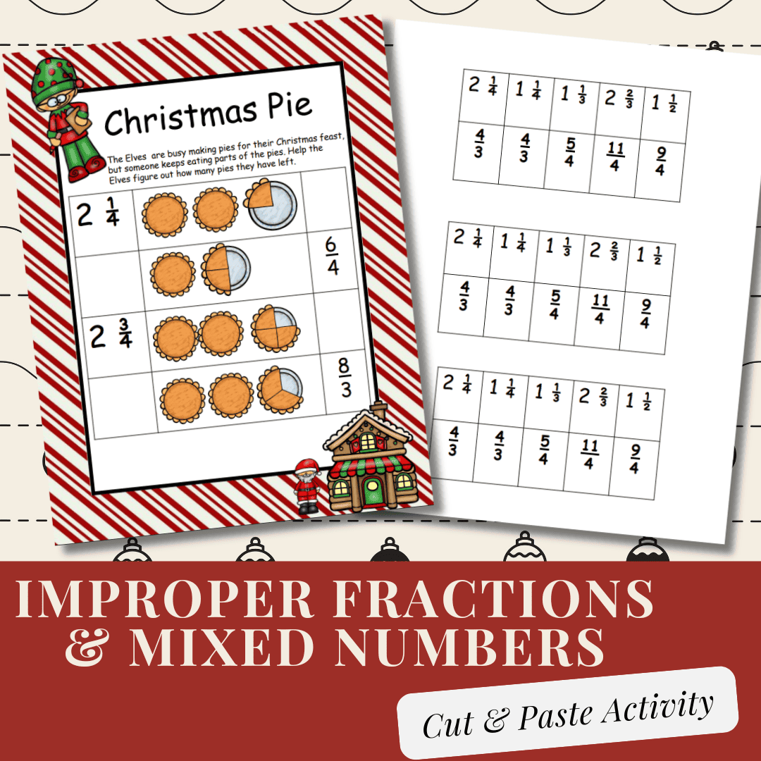 Christmas Improper Fractions U0026 Mixed Numbers Worksheets Free Printable Christmas Improper Fractions U0026 Mixed Numbers Worksheets Free Printable