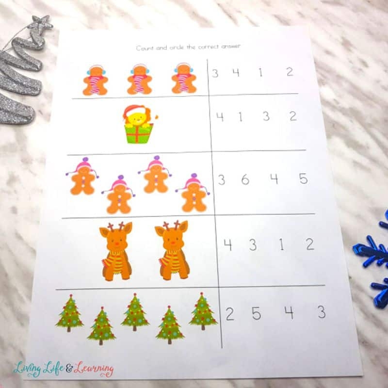 Christmas Kindergarten Math Worksheets