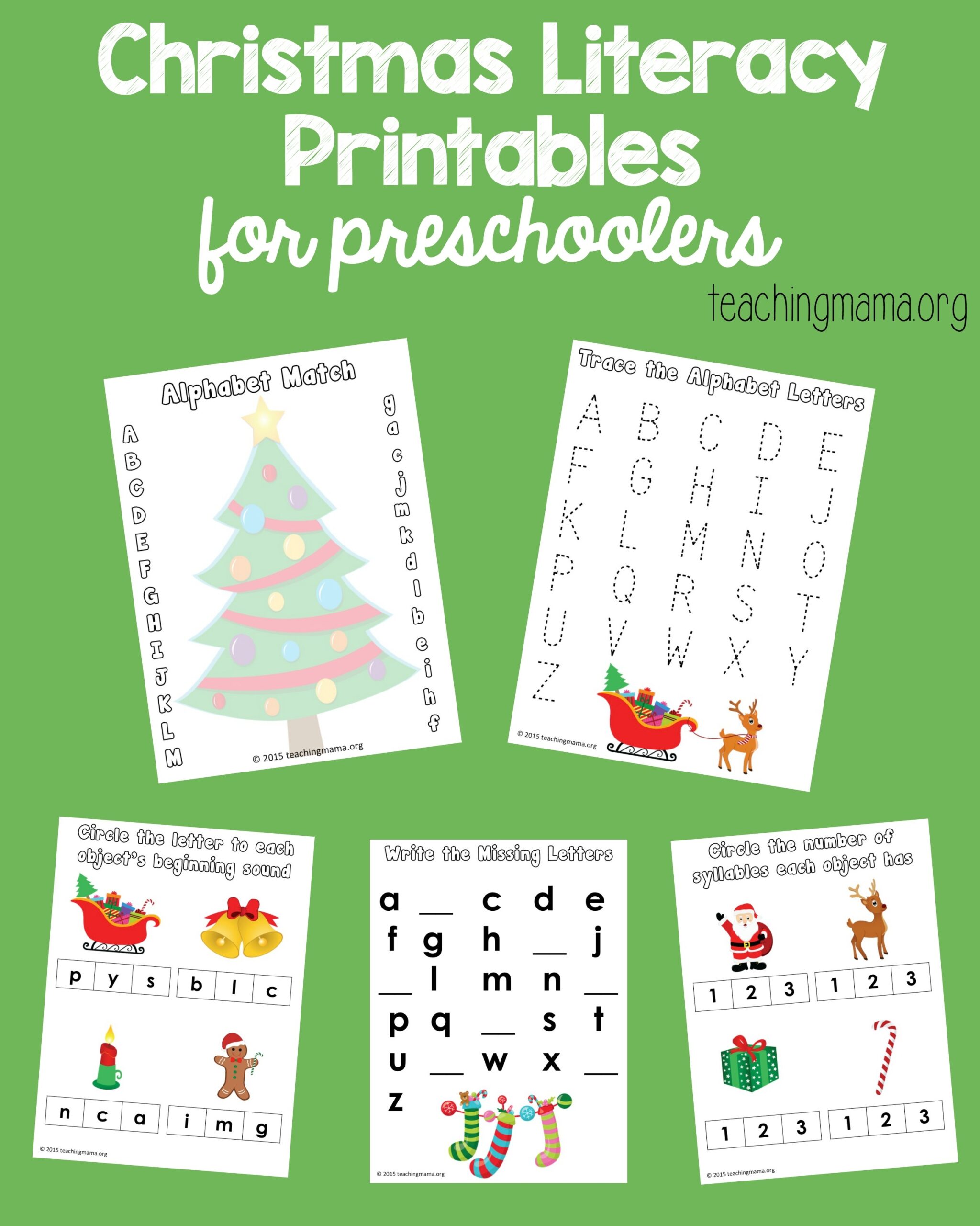 Christmas Literacy Printables For Preschoolers Christmas Literacy Printables For Preschoolers