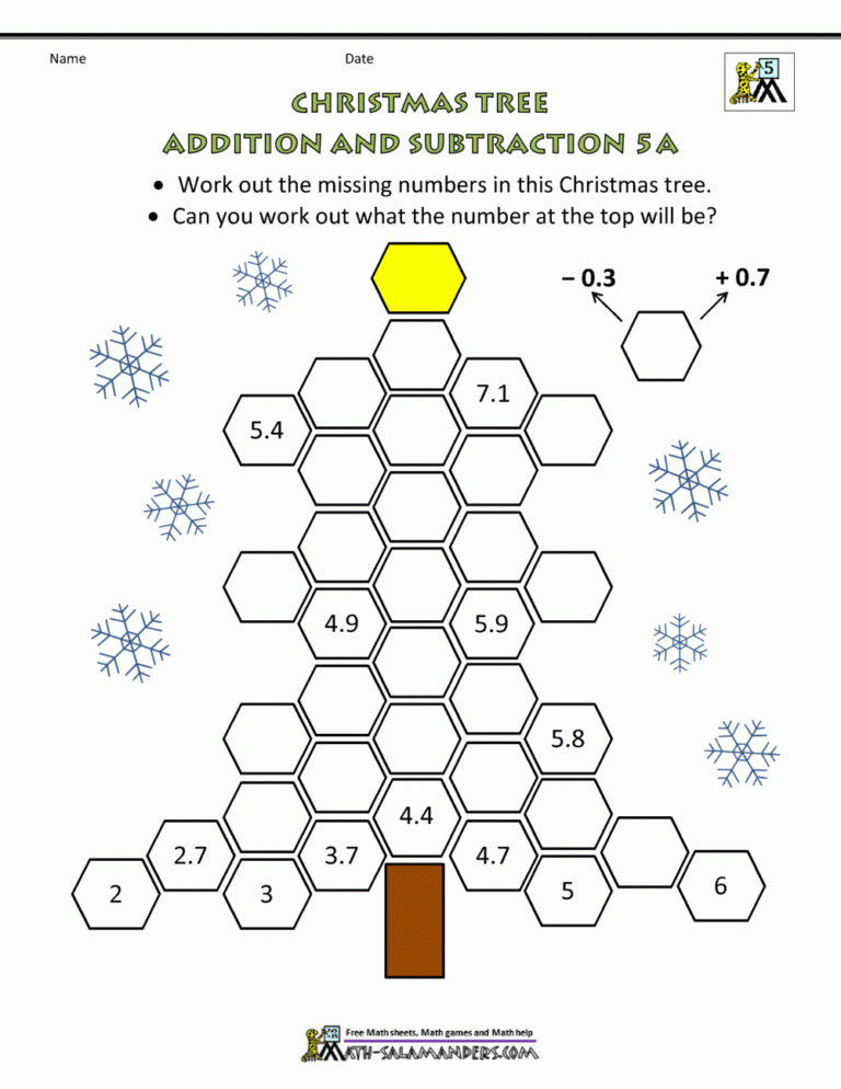 Christmas Math 5th Grade Worksheets