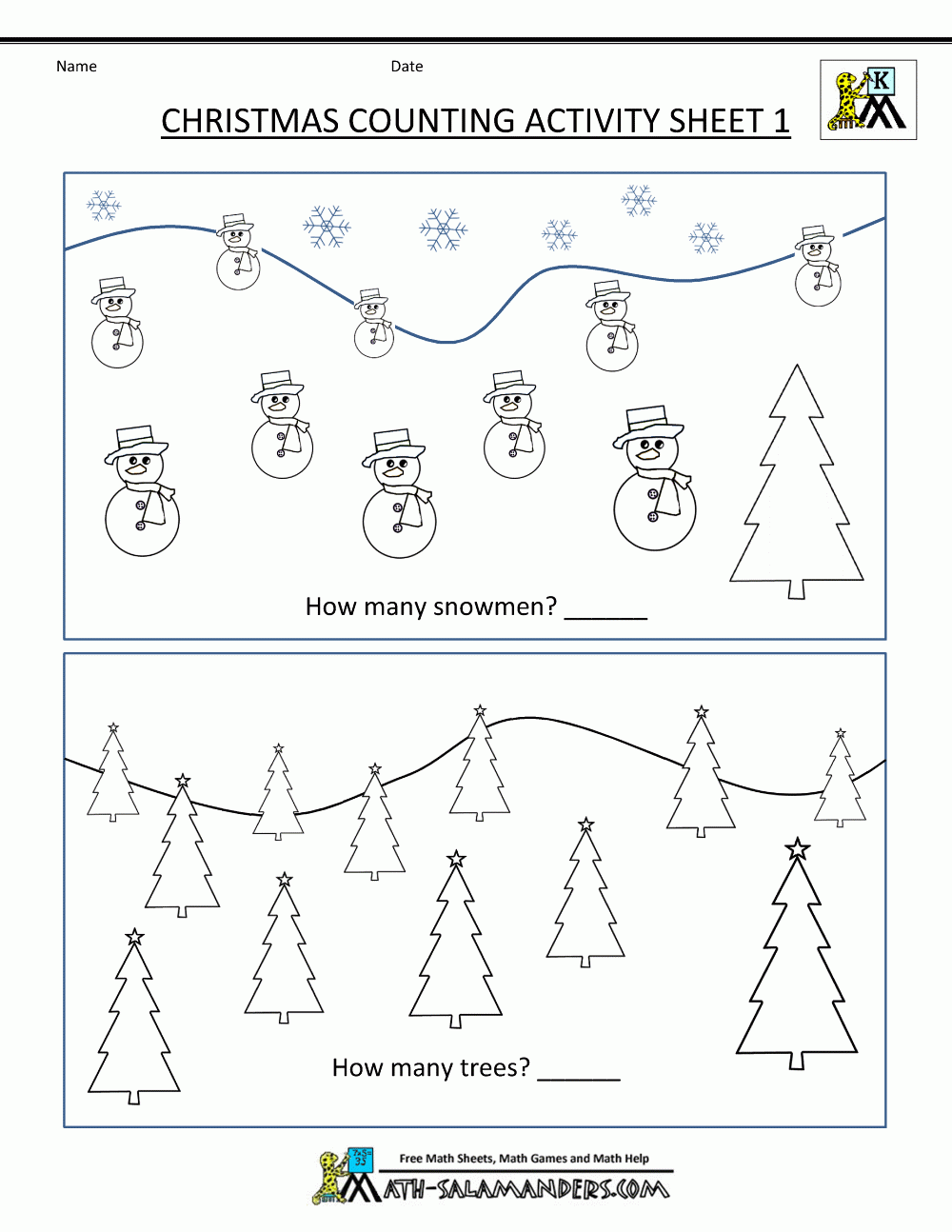 Christmas Math Activities For Preschoolers Printable