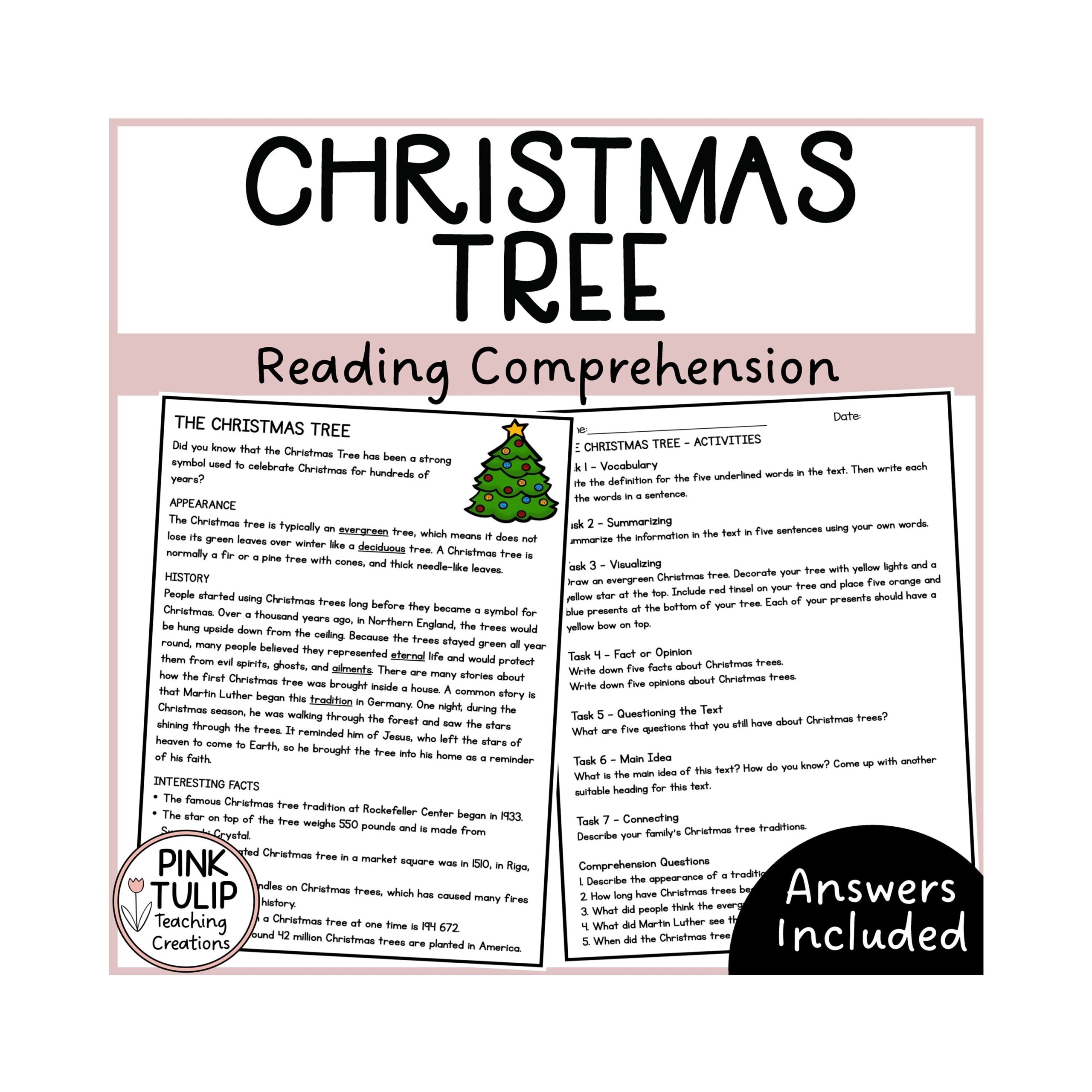 Christmas Tree Comprehension Reading Strategy Worksheet Etsy Christmas Tree Comprehension Reading Strategy Worksheet Etsy