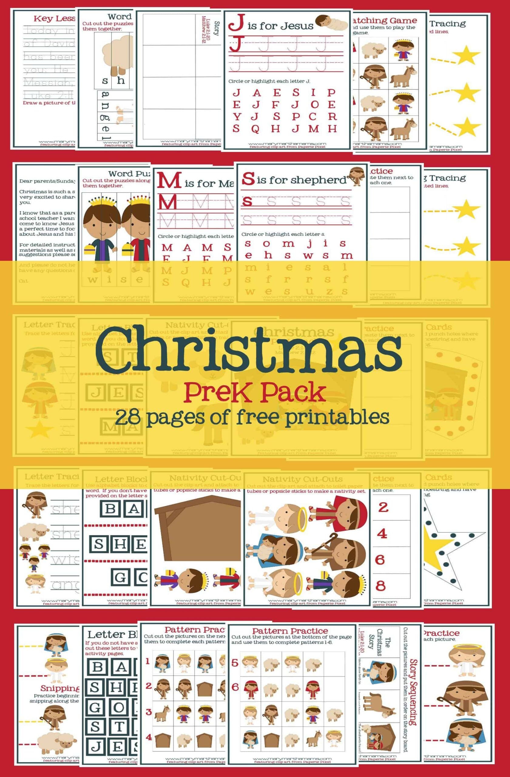 Christmas Worksheets For Preschoolers Jesus Birth Mary Martha 