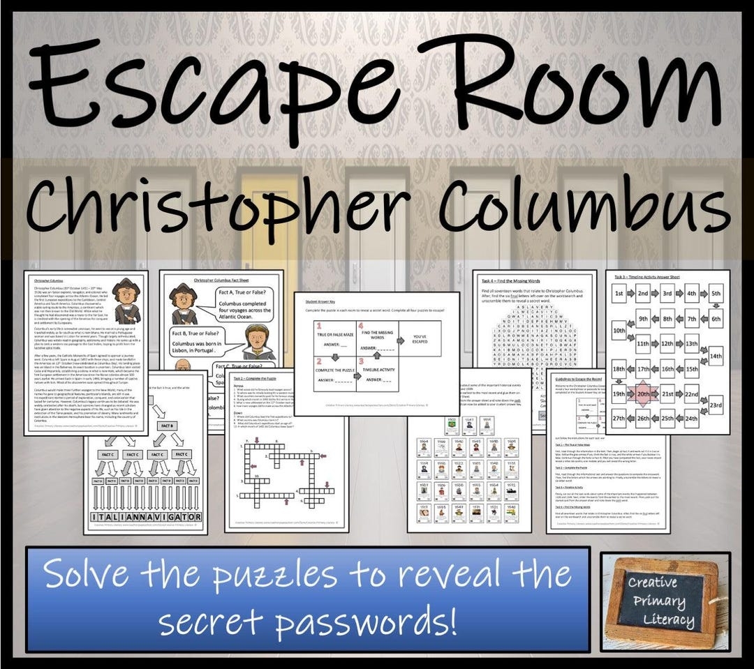 Christopher Columbus Escape Room Activity Etsy