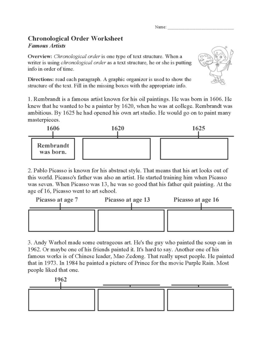 Chronological Order Worksheet Text Structure Activity