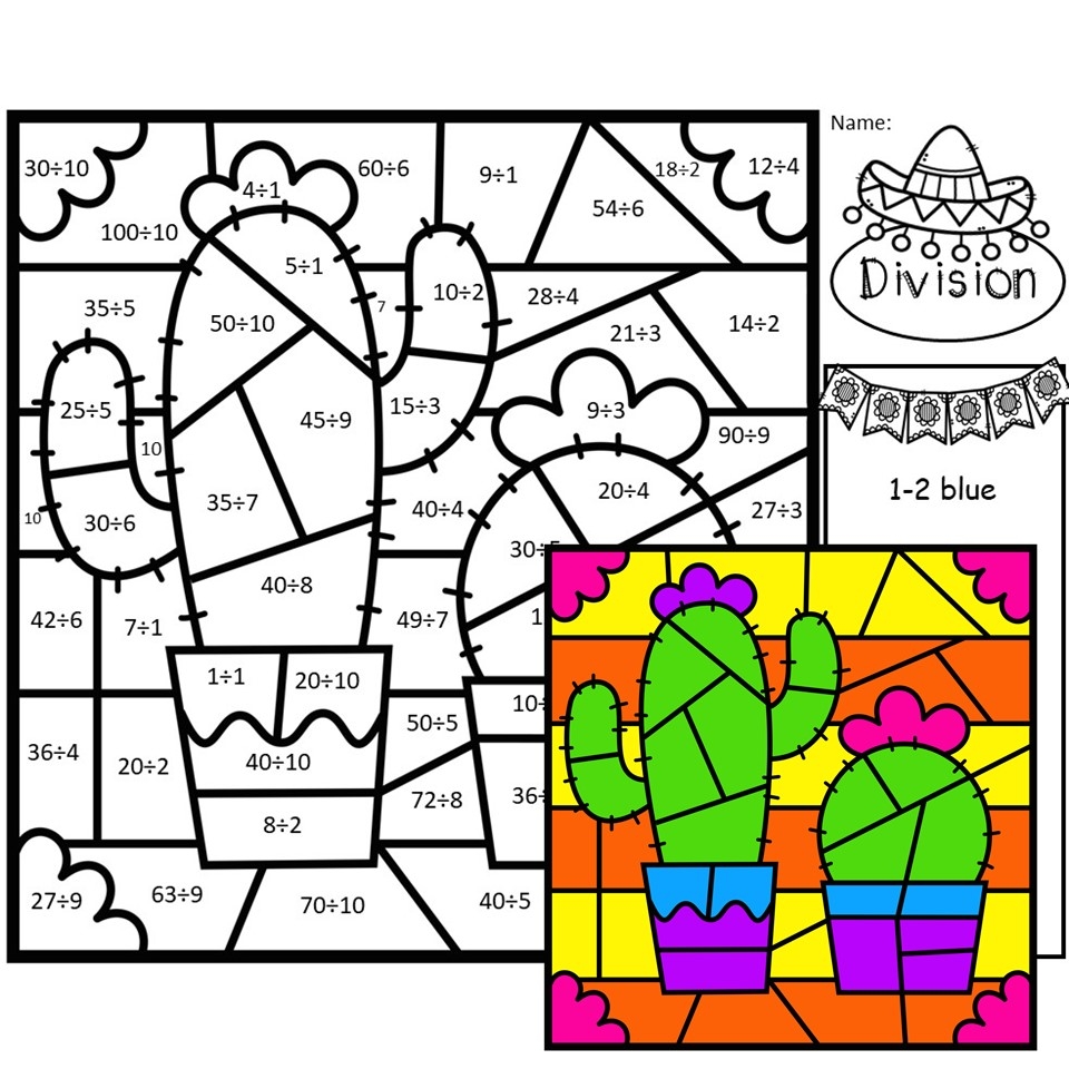 Cinco De Mayo Color By Number Division Made By Teachers Cinco De Mayo Color By Number Division Made By Teachers