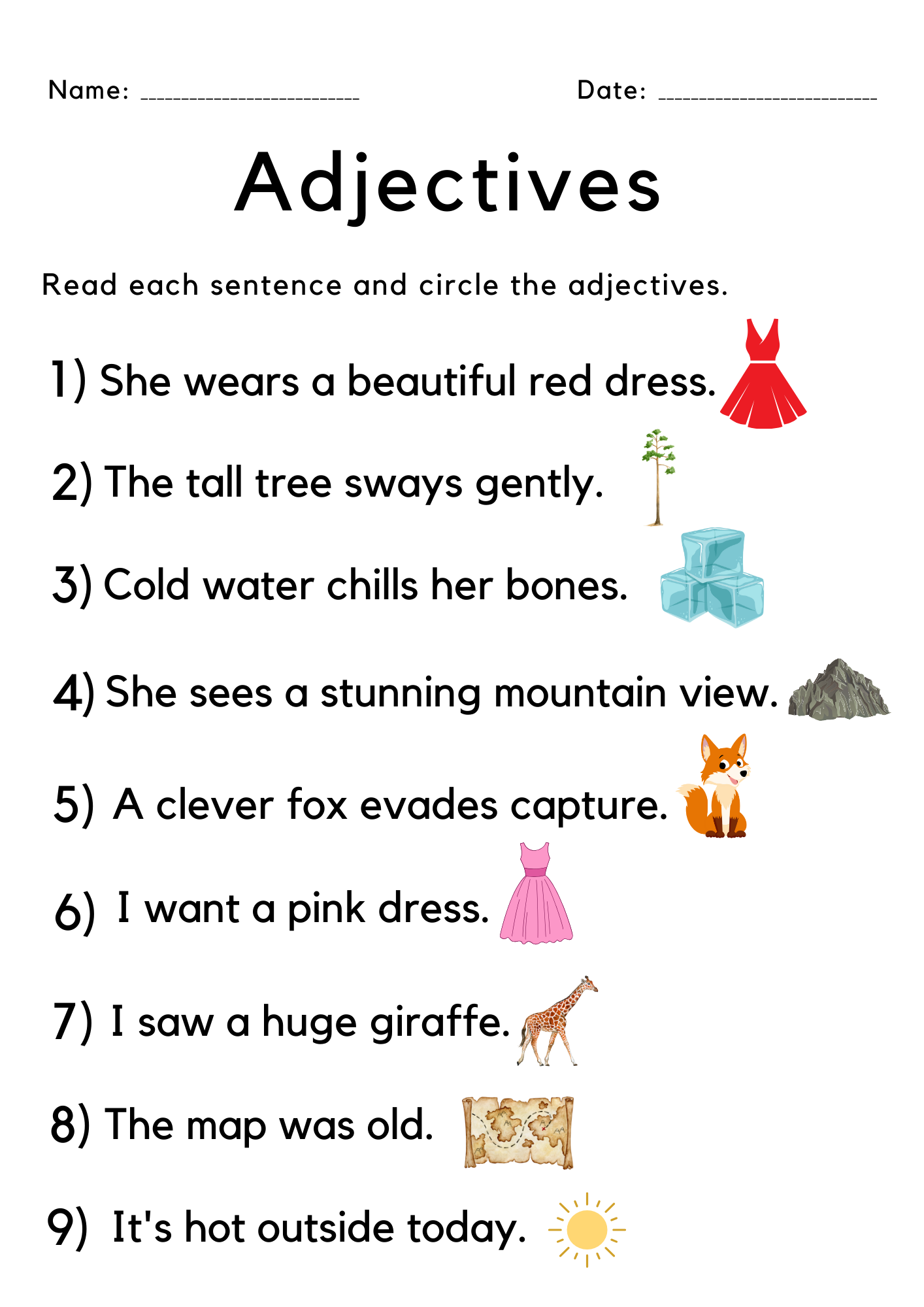 Circle The Adjective With Answers Worksheet For Grade 1 Teaching Resources Circle The Adjective With Answers Worksheet For Grade 1 Teaching Resources
