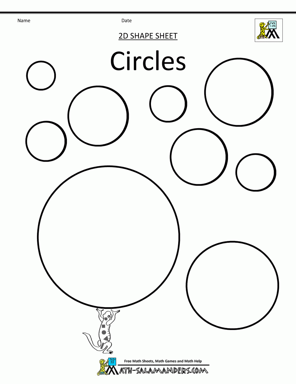 Printable Circle Different Size Worksheets